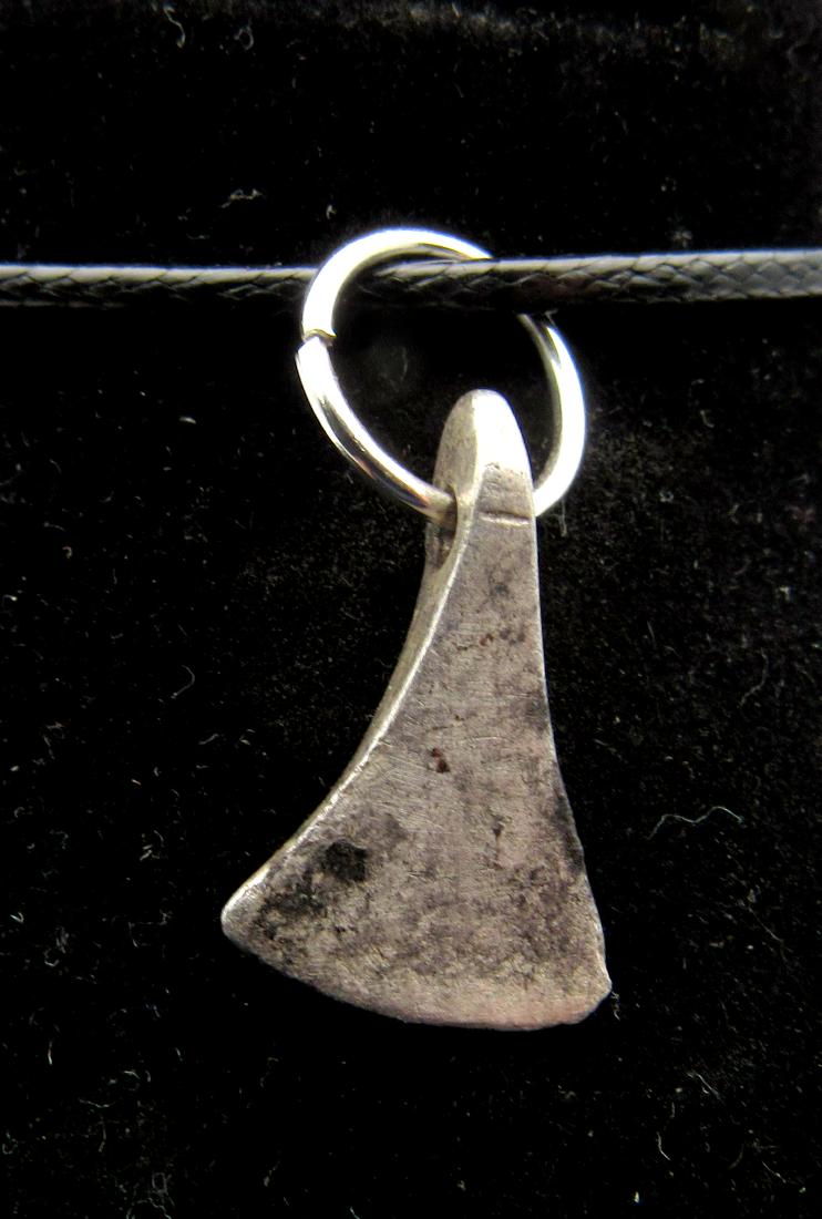 Medieval Viking Era Silver Bearded Axe Pendant (1 of 2)