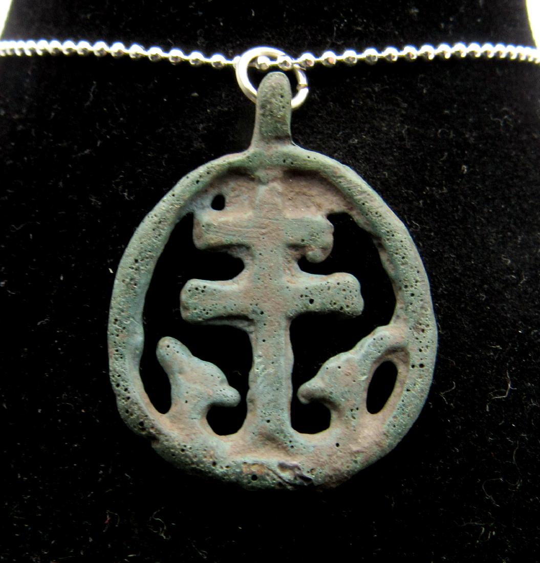 Medieval Viking Era Bronze Open-Work Cross Pendant (1 of 2)