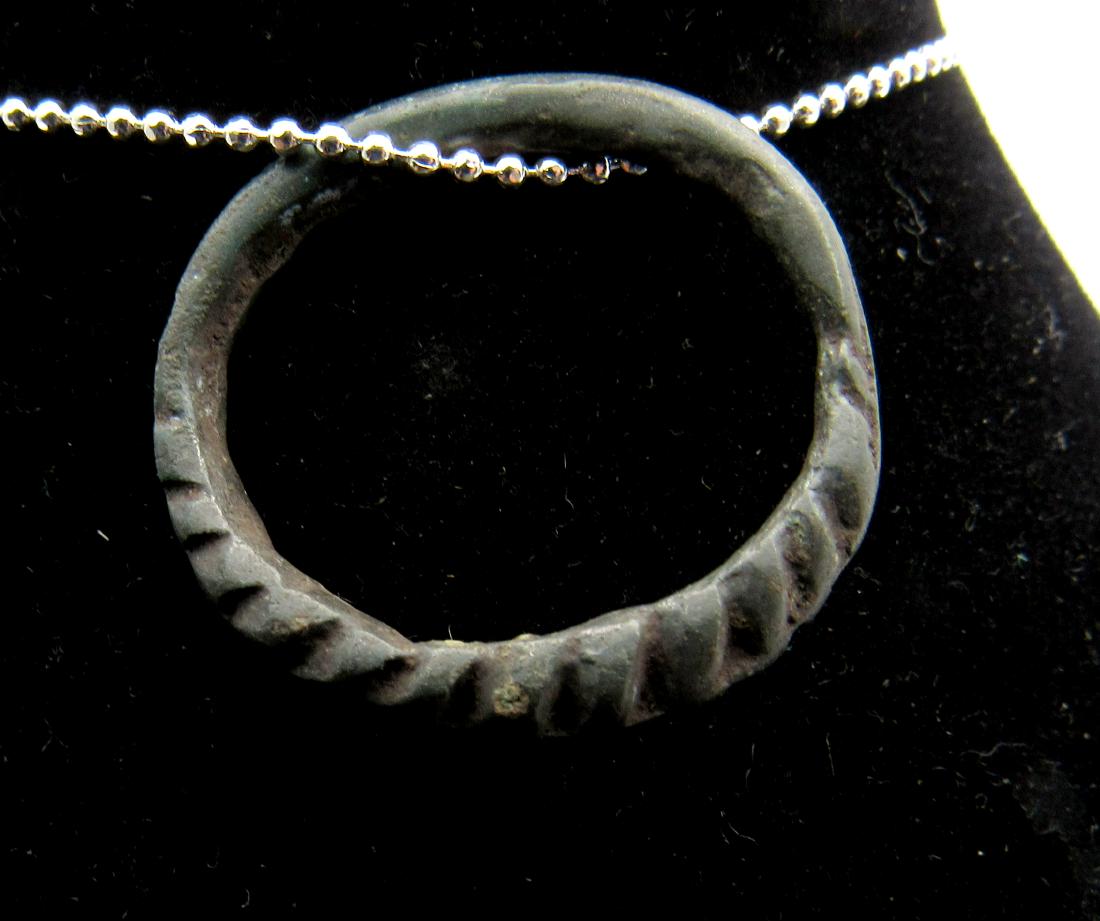 Medieval Viking Era Bronze Twisted Ring Pendant (1 of 2)