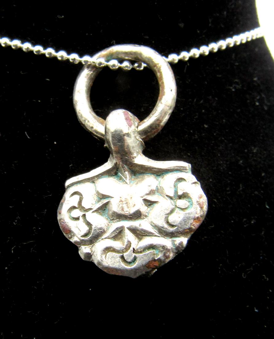 Medieval Viking Era Silver Floral Pendant with Ring (1 of 2)