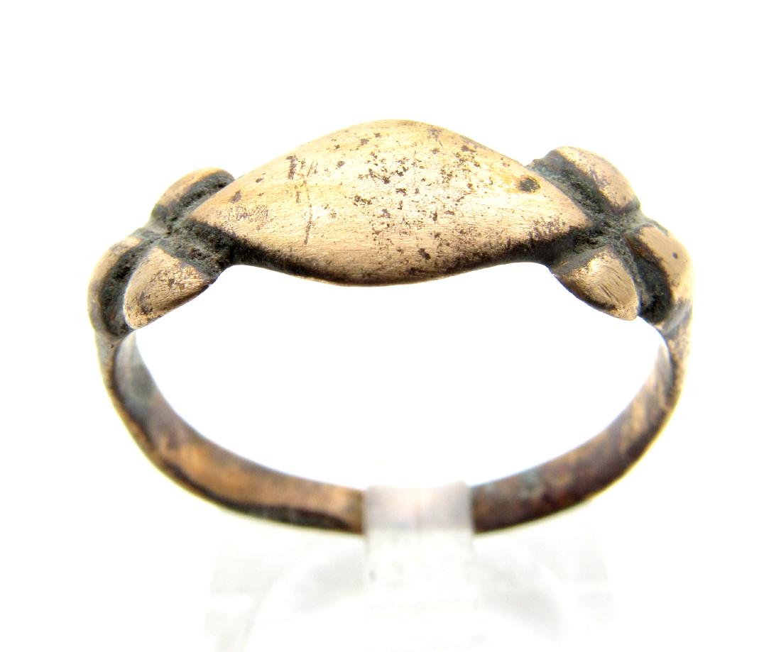 Medieval Viking Era Bronze Decorated Lozenge Ring (1 of 3)