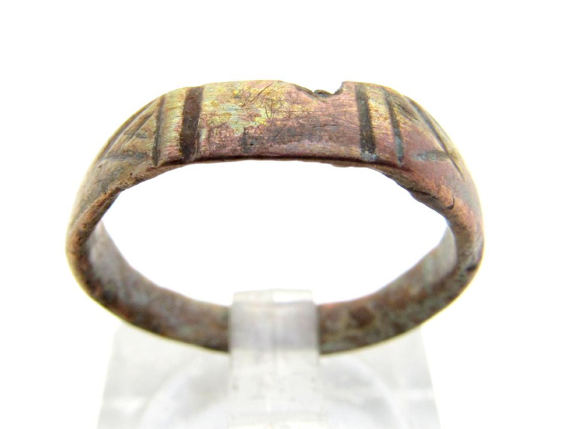 Medieval Viking Era Bronze Decorated Ring (1 of 3)