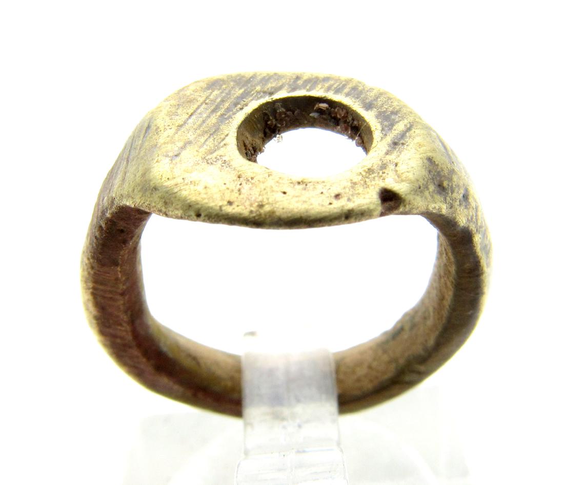 Medieval Viking Era Bronze Ring with Sun Symbol (1 of 3)