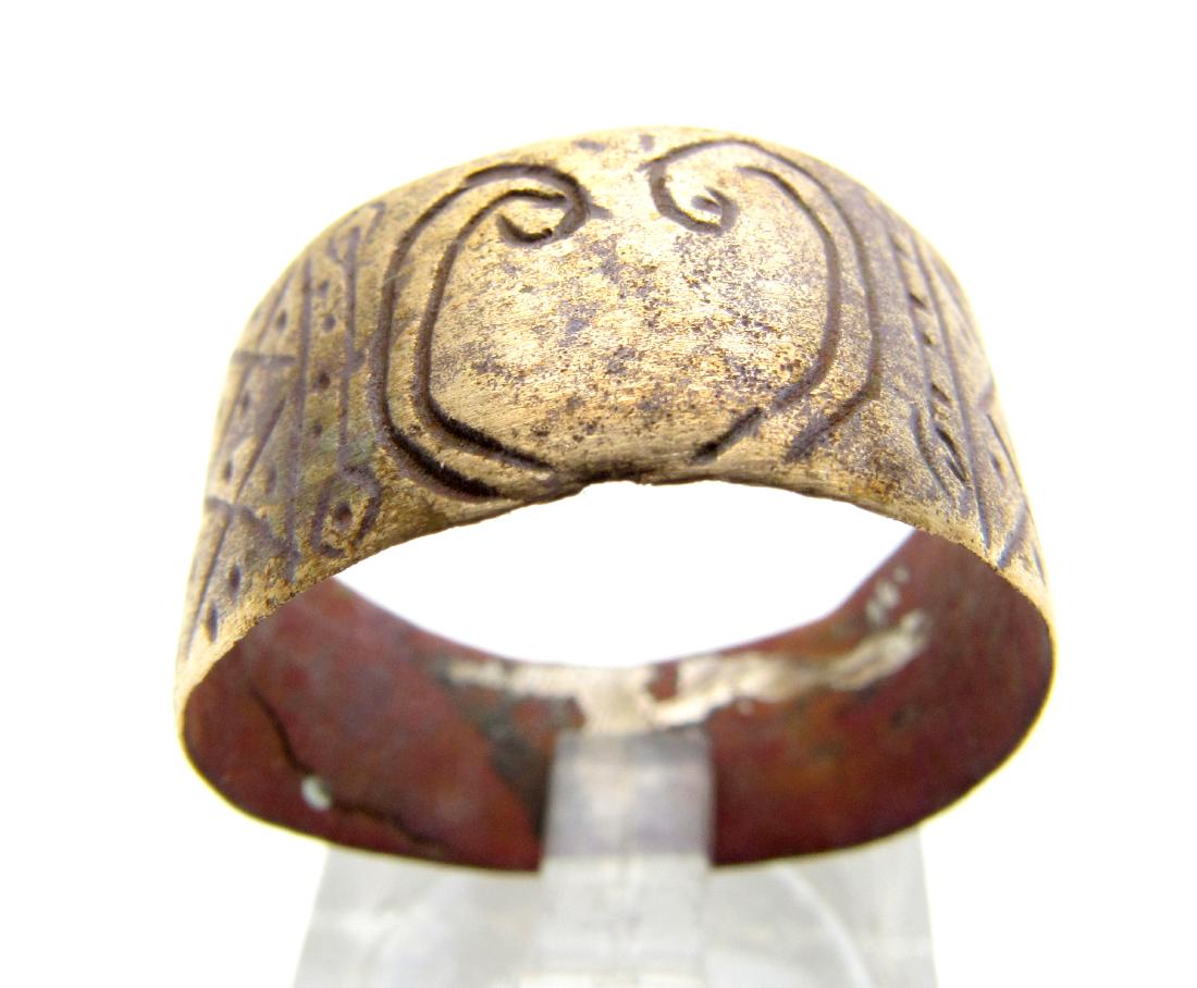 Medieval Viking Era Bronze Decorated Ring (1 of 3)