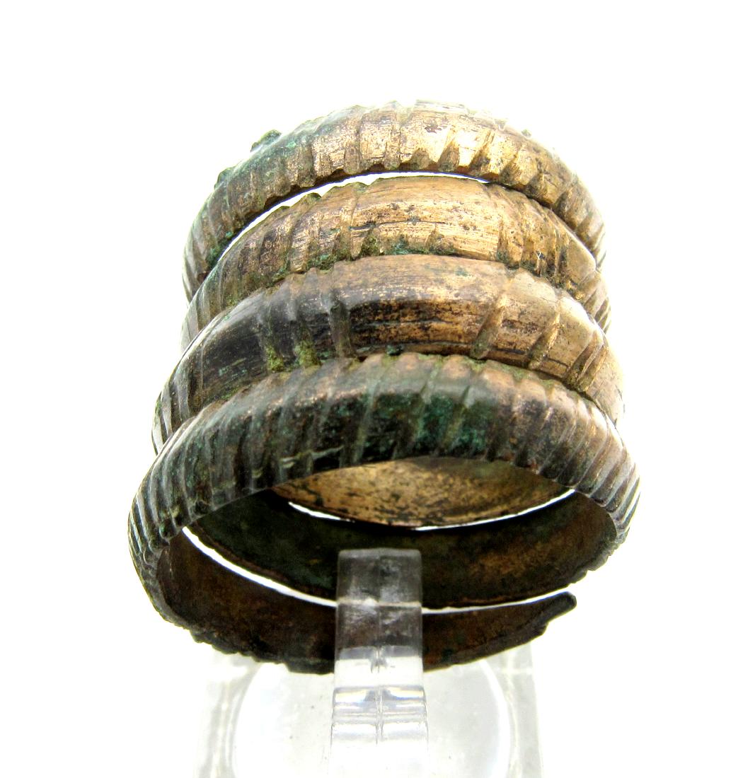 Medieval Viking Era Bronze Coiled Snake Ring (1 of 4)