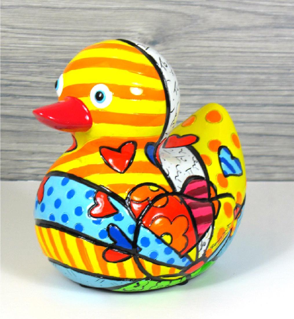Romero Britto: Duck Yellow Hearts statue - Limited (1 of 4)