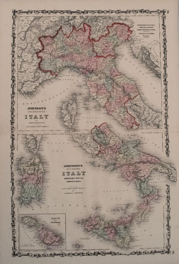 Johnson's Italy Antique Map (2 map frames), 1861 (1 of 1)