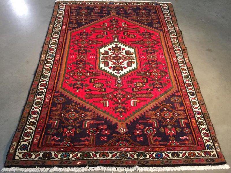 Authentic Hand Knotted Persian Hamadan Rug 3.5x4.10 (1 of 6)