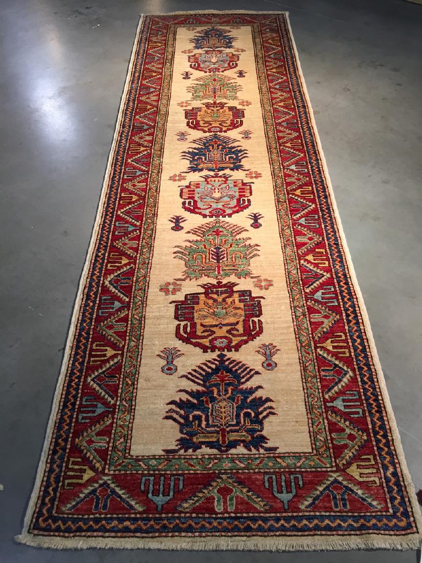 Fine Hand Knotted Wool Afghan Kazak Runner Rug 2.10x9.3 (1 of 7)