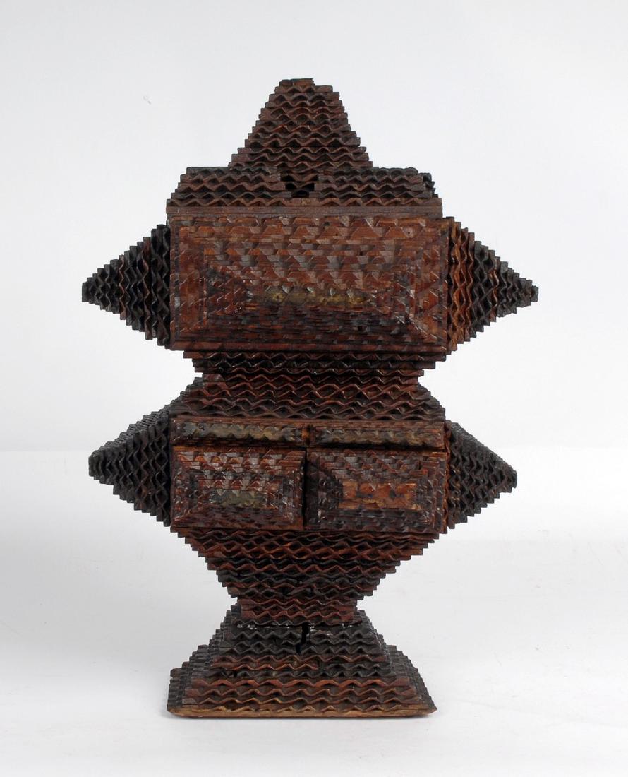 Tramp Art Pedestal Box Circa 1880's (1 of 6)