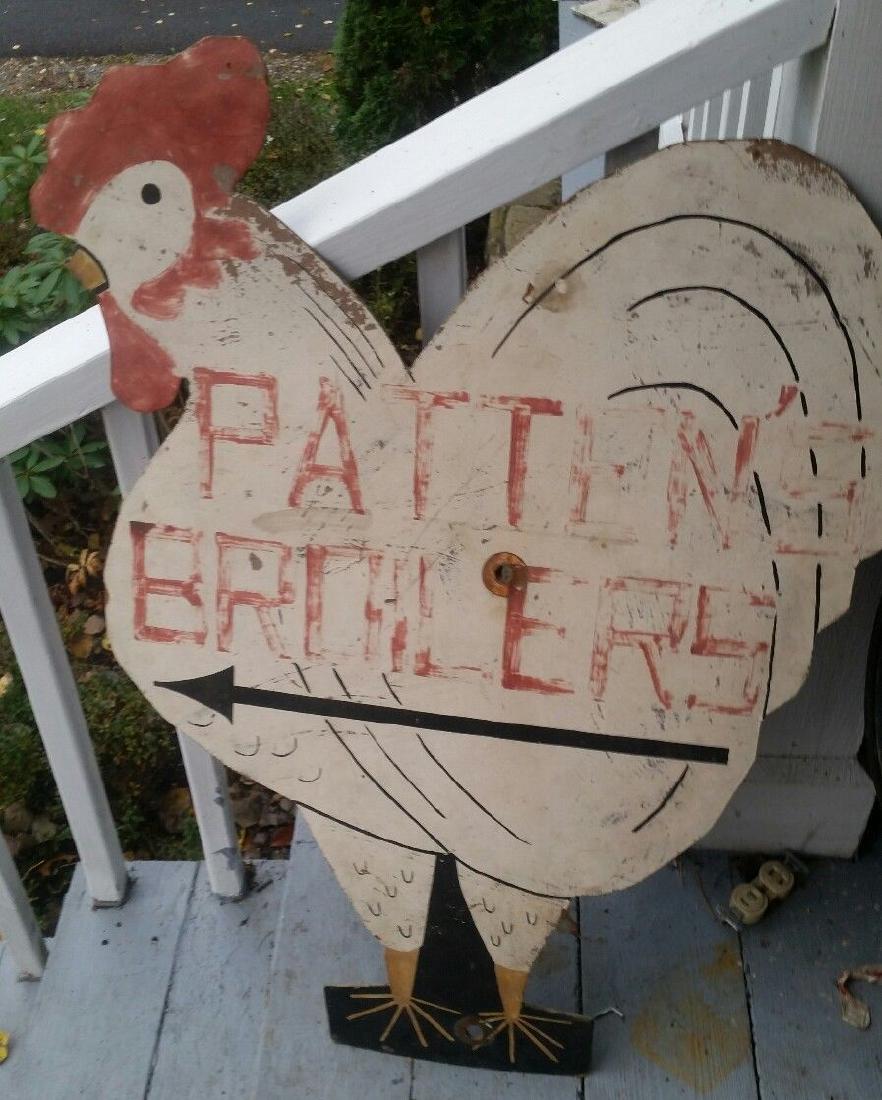 Chickens Poultry Boilers Sign 1930 Figural Rooster (1 of 5)