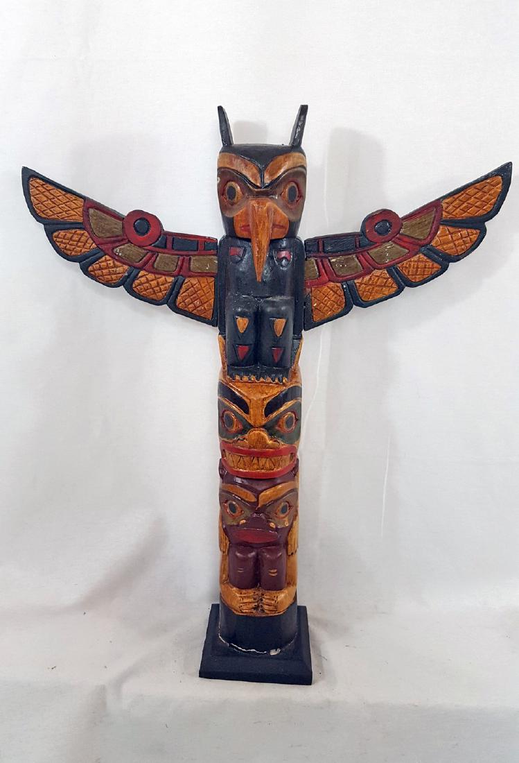 Northwest Coast Large Painted Totem Pole Ca 1950's (1 of 6)