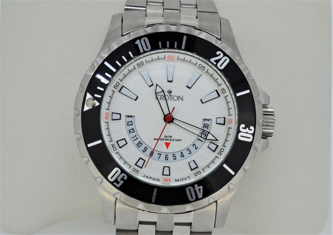 Men's Croton Wristwatch: Watch: Men's Croton Wristwatch Brand: Croton Model: CA301236 Movement: Quartz Case Metal: Stainless steel Case Size: 48mm Bracelet Type: stainless steel Bracelet Length: 10" with deployment clasp New 