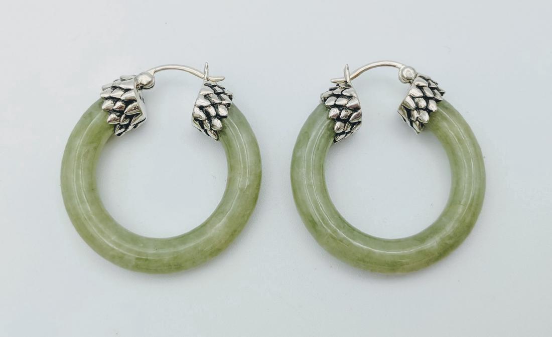 Sterling Silver Jade Imperial Design Earrings (1 of 3)