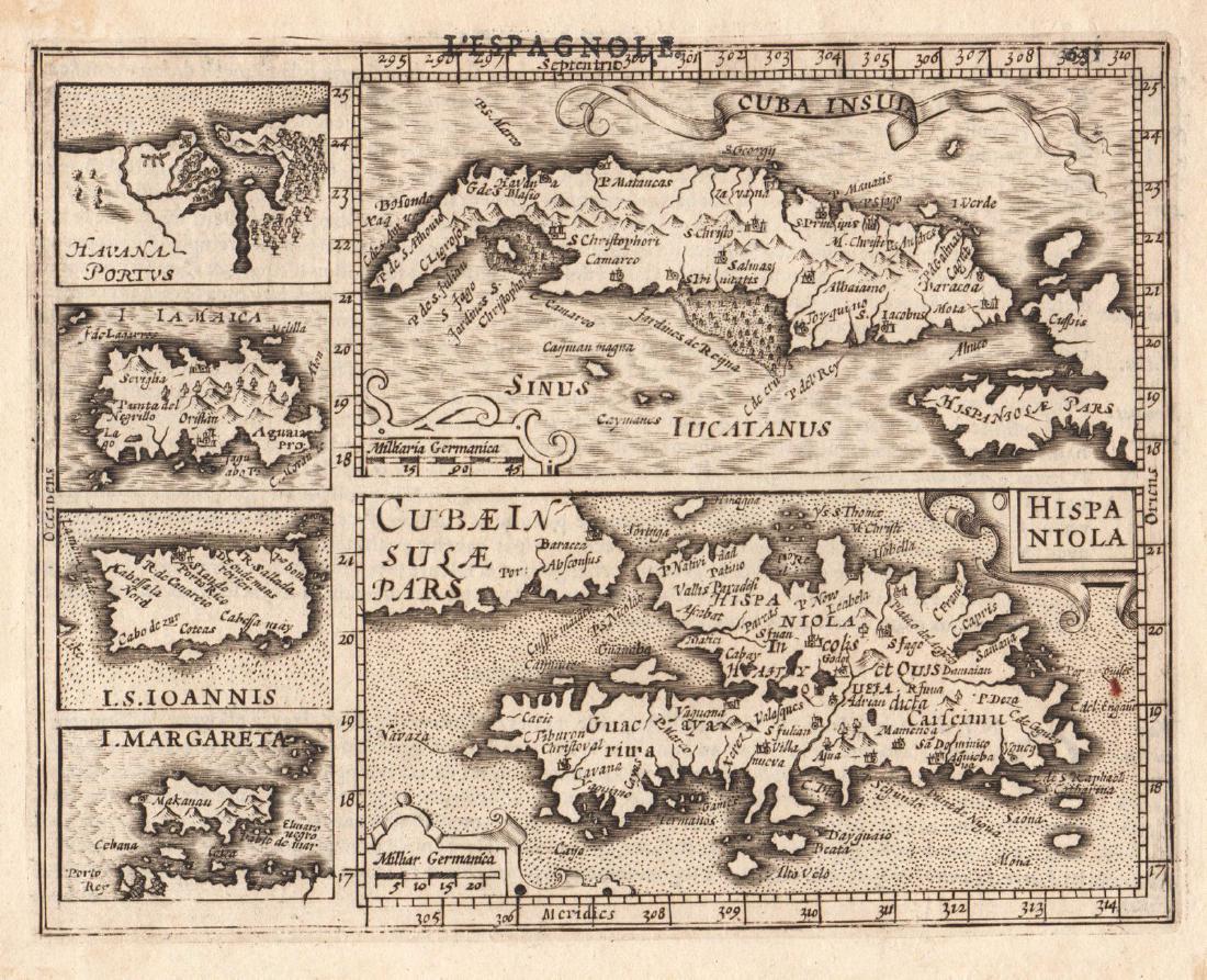 Mercator / Hondius: Miniature Composite West Indies Map (1 of 1)
