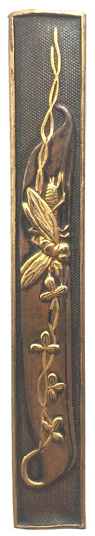 Kozuka (knife handle) carved and inlaid with gold (1 of 2)