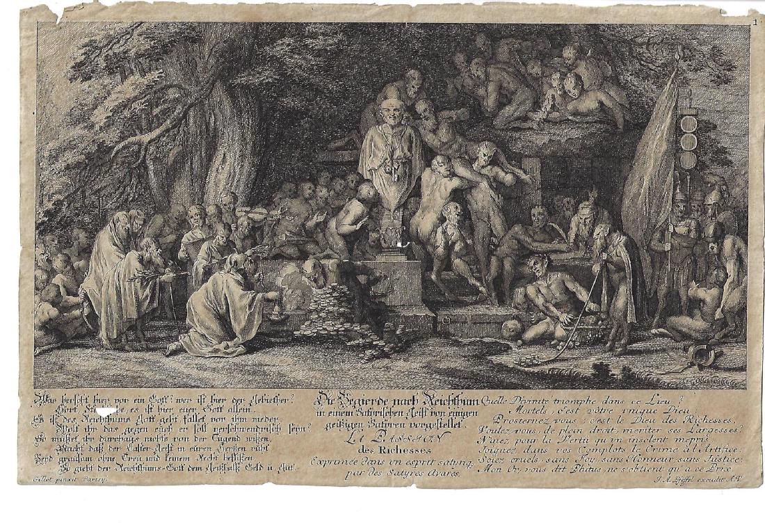 18th C Engraving Gillot Li Passion des Richesses (1 of 1)