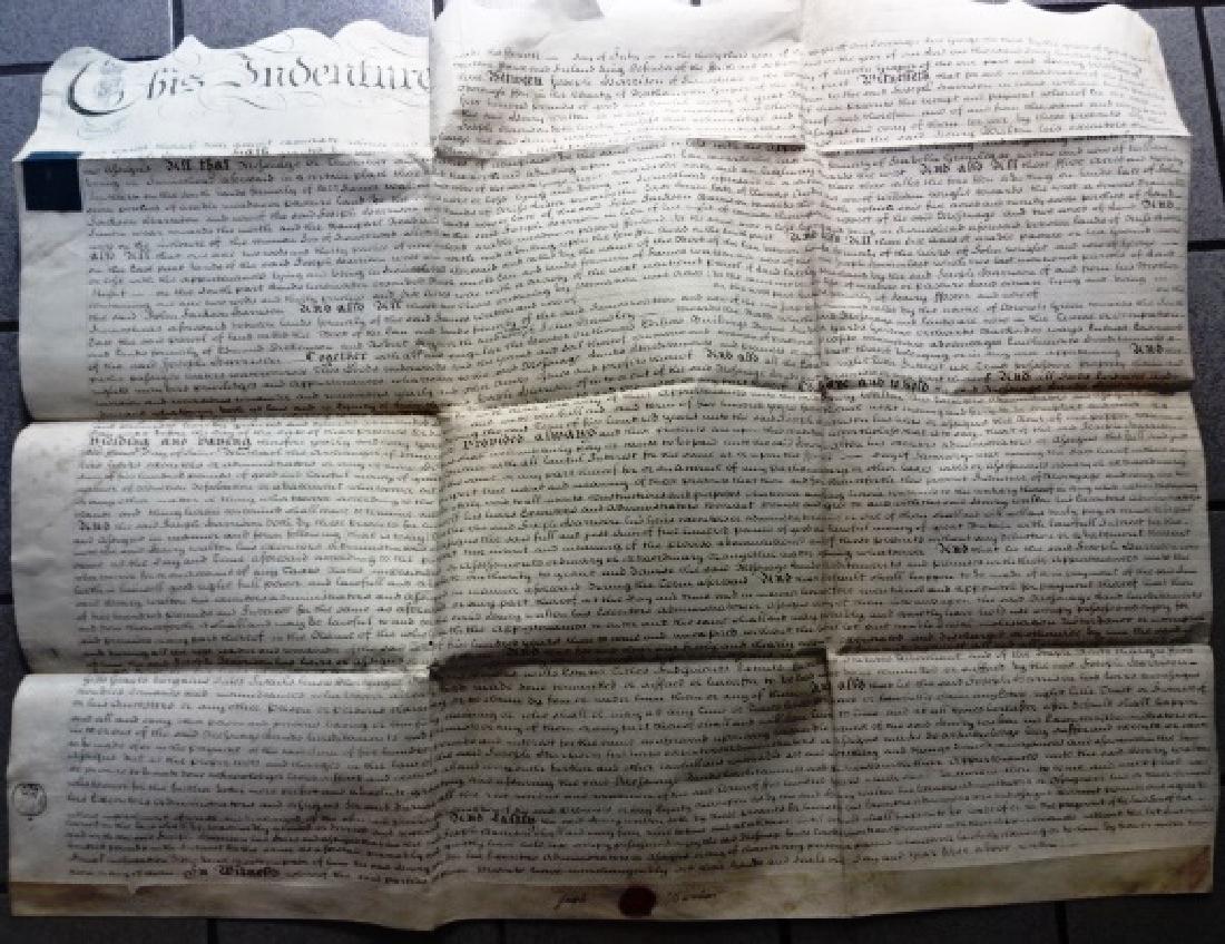 1793 Large Vellum Indenture Beautifully Penned w/ Seal (1 of 3)
