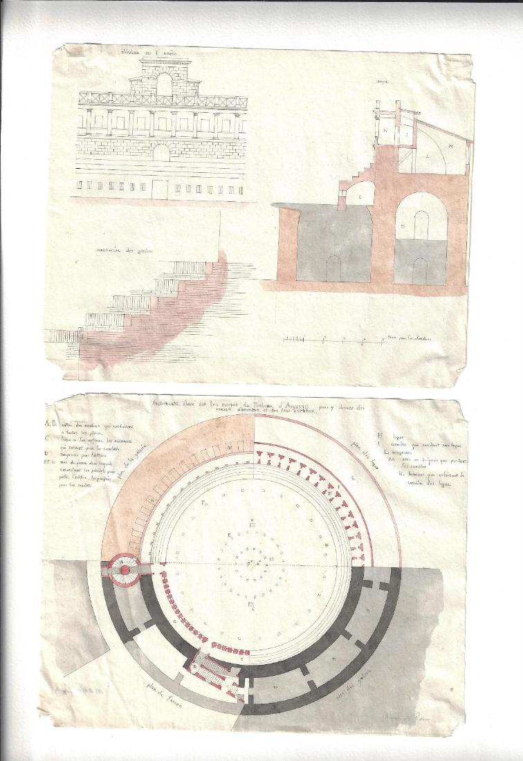 19th C French Architectural Renderings Tomb Augustine (1 of 1)