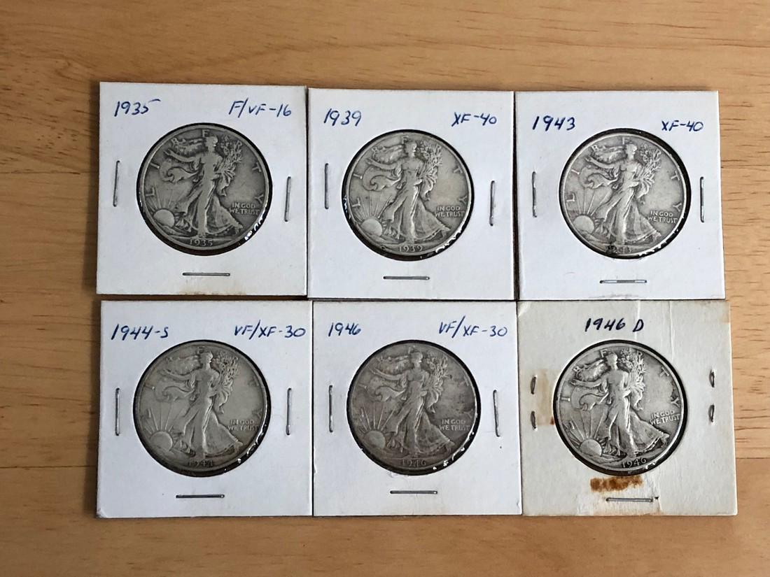 Lot of 6 Walking Liberty Half Dollars (1 of 2)