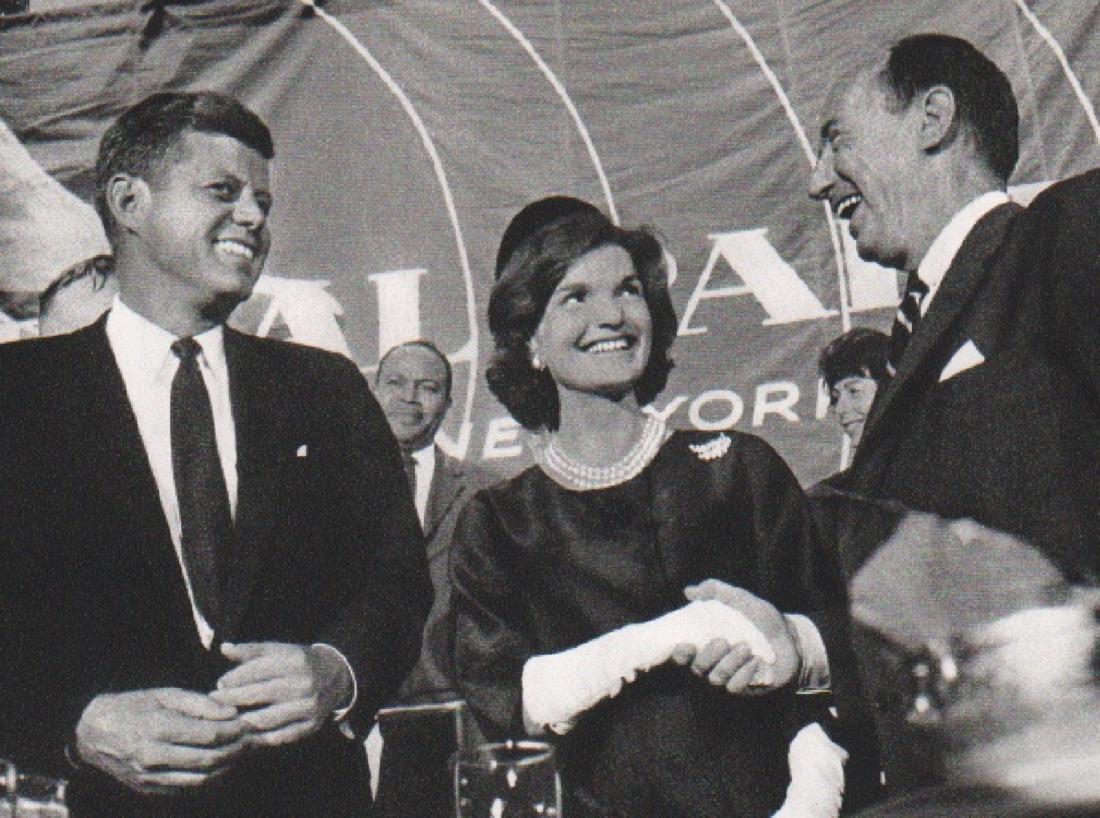 ALFRED EISENSTAEDT - John & Jackie Kennedy: Artist: ALFRED EISENSTAEDT Print Title: John & Jackie Kennedy with Adlai Stevenson in New York after Kennedy's nomination Medium: Sheet-fed Gravure Printing Date: 1966 Printed in Switzerland Image Siz