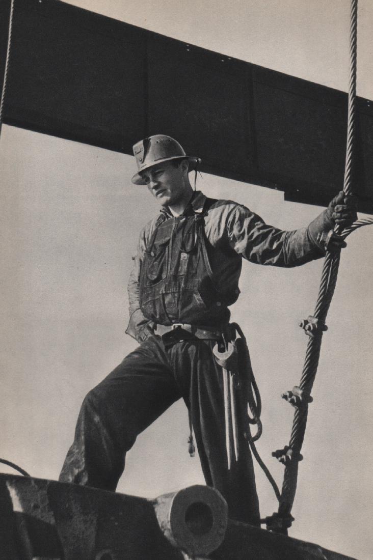 PETER STACKPOLE - Bridge Worker: Artist: PETER STACKPOLE Print Title: Bridge Worker Medium: Sheet-fed Gravure Printing Date: 1937 Printed in the USA Image Size: 7.5 x 10.5 inches Peter Stackpole (1913-1997) was an American photograph
