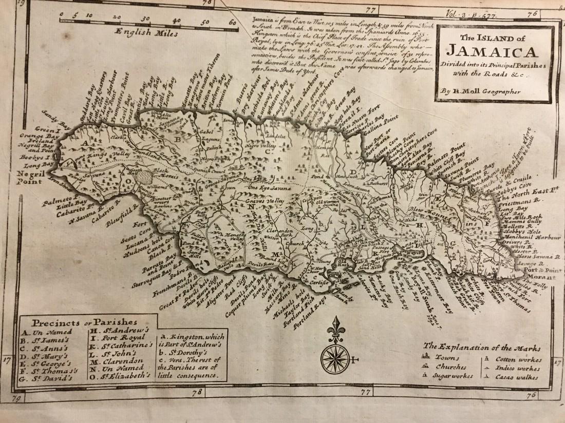 H. Moll: Antique Map of Jamaica, 1746 (1 of 1)