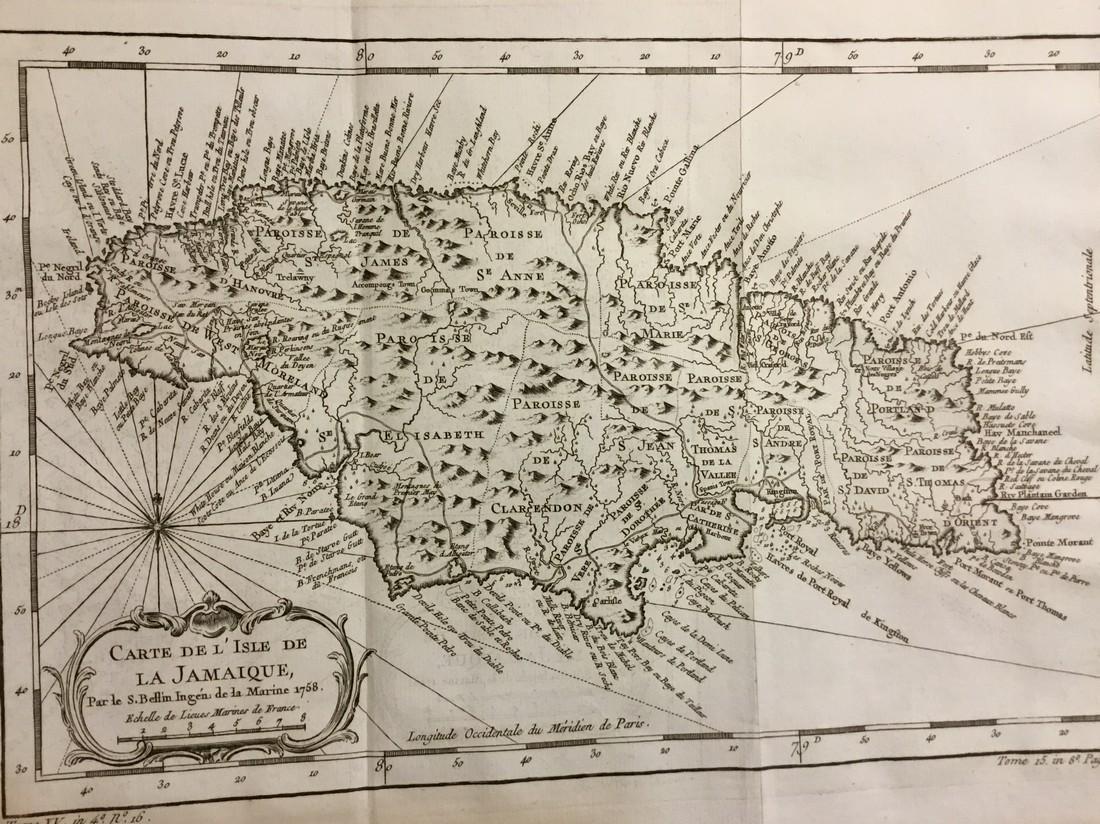 Bellin: Antique Map of Jamaica, 1740-70 (1 of 1)