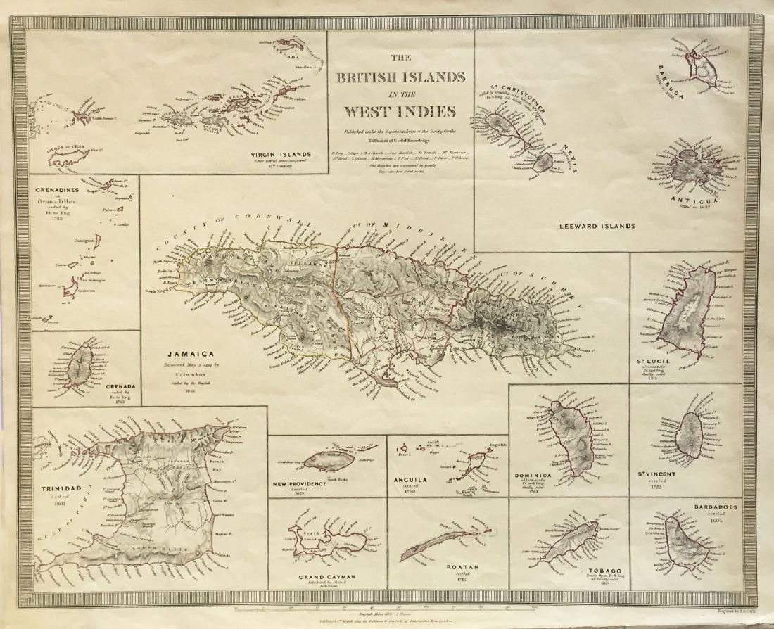 SDUK: Antique Map of British West Indies Islands, 1830 (1 of 1)
