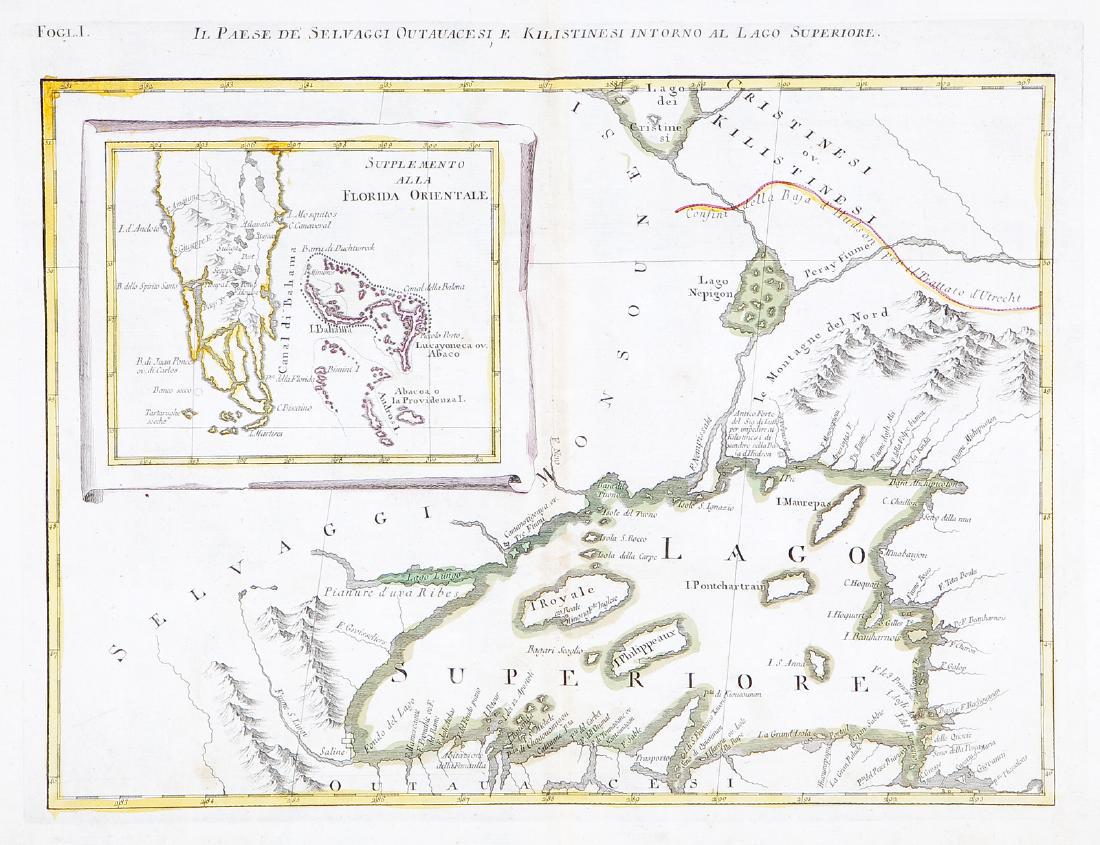 Zatta: Map of Lake Superior, Florida/Bahamas inset 1778 (1 of 1)