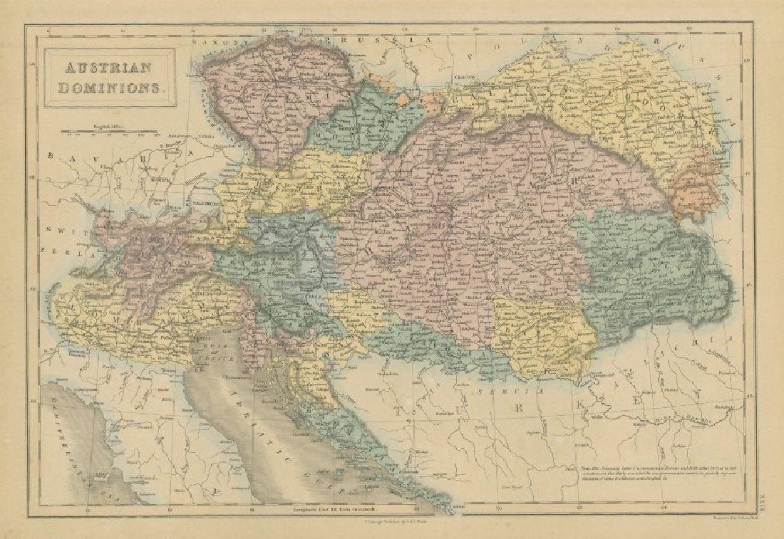 Hall: Antique Map of Austrian Dominions, 1856 (1 of 2)