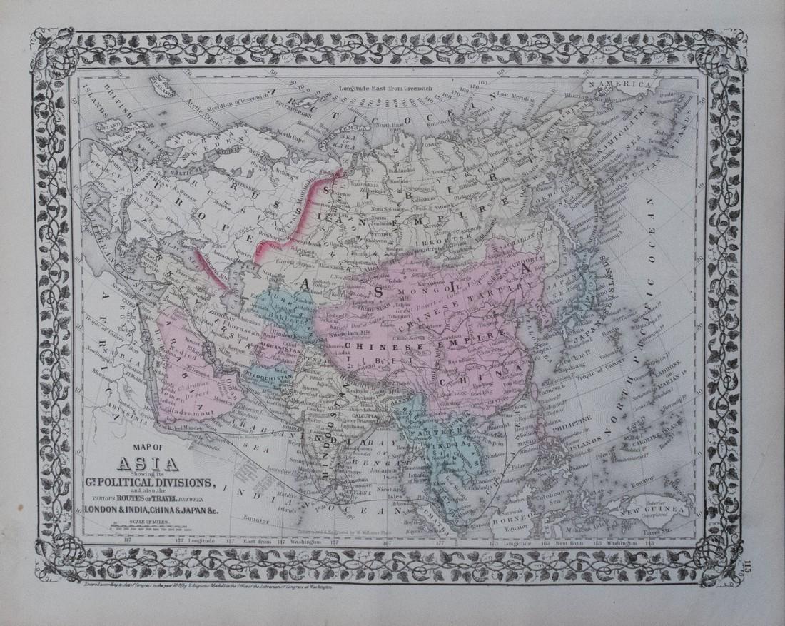 Mitchell: Antique Map of Asia [verso] Middle East 1878 (1 of 2)