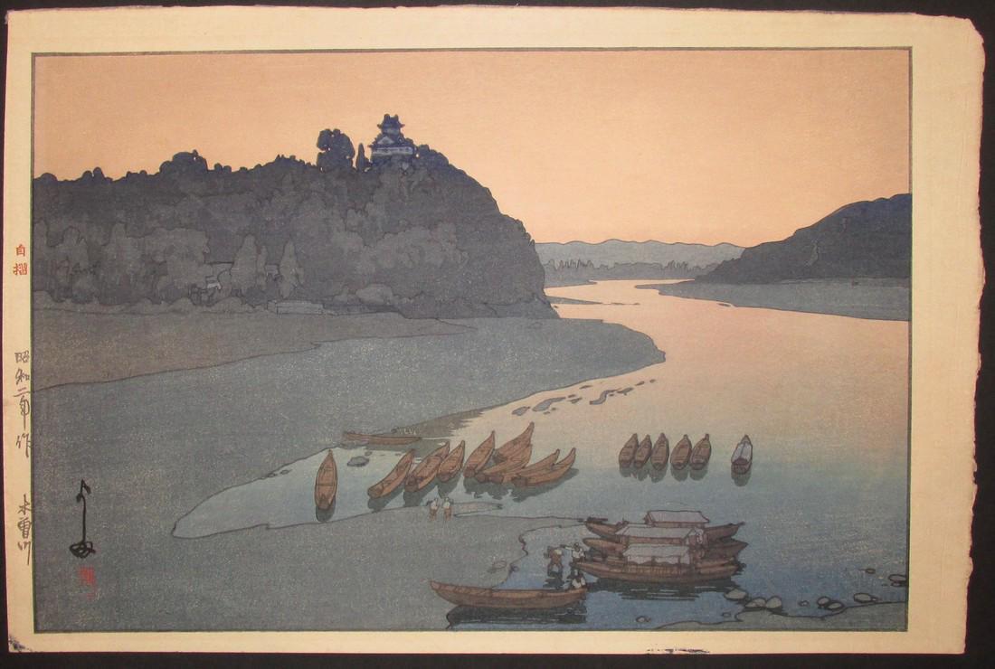 Hiroshi Yoshida First Edition Woodblock Kiso River (1 of 2)