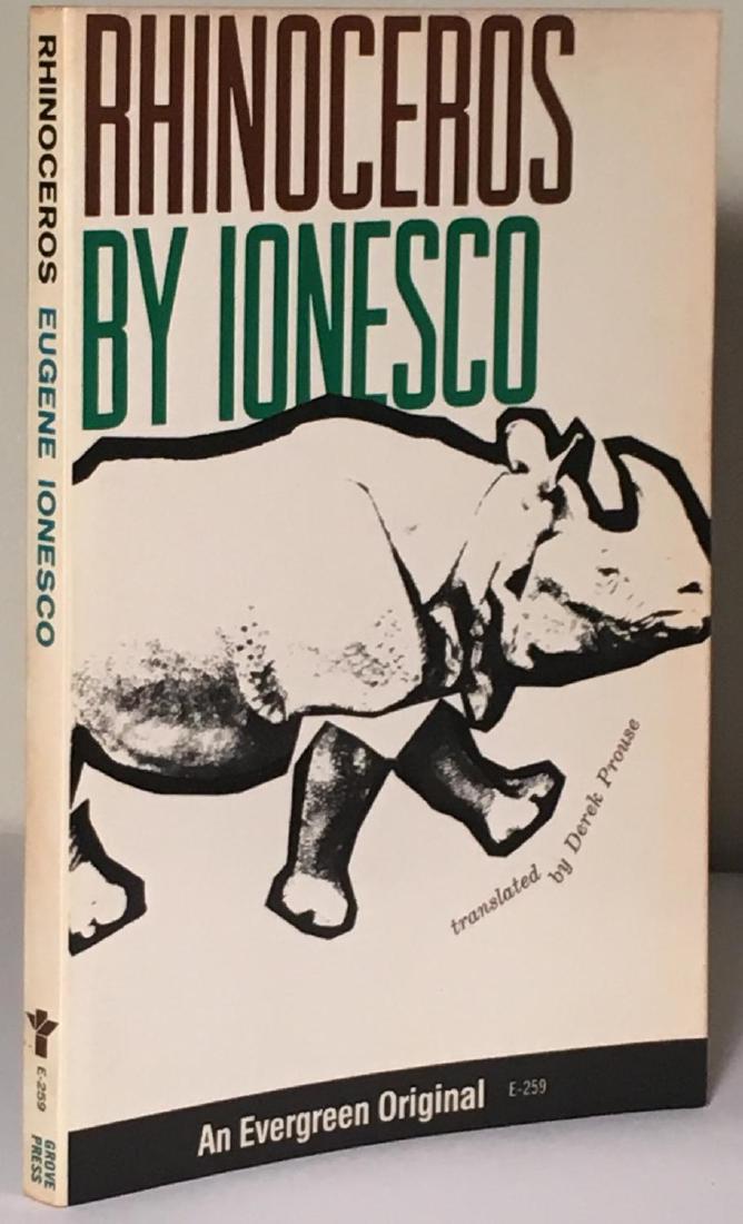 Rhinoceros and Other Plays. Eugene Ionesco: Rhinoceros and Other Plays. Eugene Ionesco. Published by Grove, 1960. Binding: Soft cover. Book Condition: Near Fine. Dust Jacket Condition: No Jacket. Signed: Signed by Author(s). Edition: 5th or lat