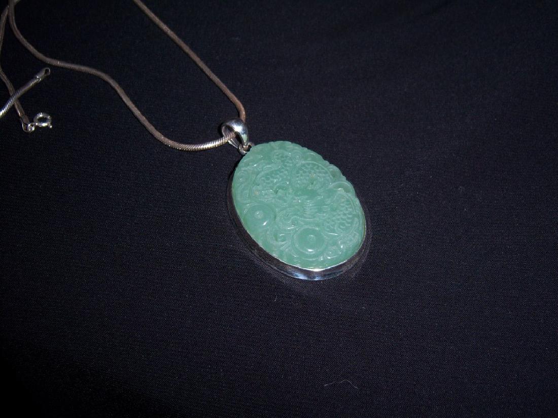 Vintage Jade Jadeite Pendant and Silver (1 of 5)