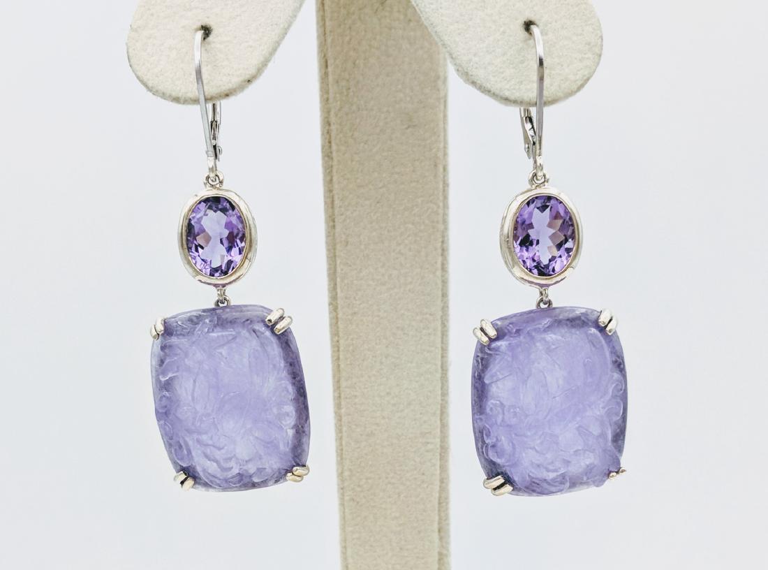 Sterling Silver Violet Jade and Amethyst Earrings (1 of 3)