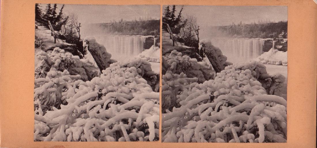 Stereoview of Luna Island Scenery by George Barker: Winter stereoview of Luna Island Scenery by George Barker in good condition. 1870s Stereo Photographs 7x3.5" Please note that this lot has a confidential reserve. When you leave a bid in advance of th