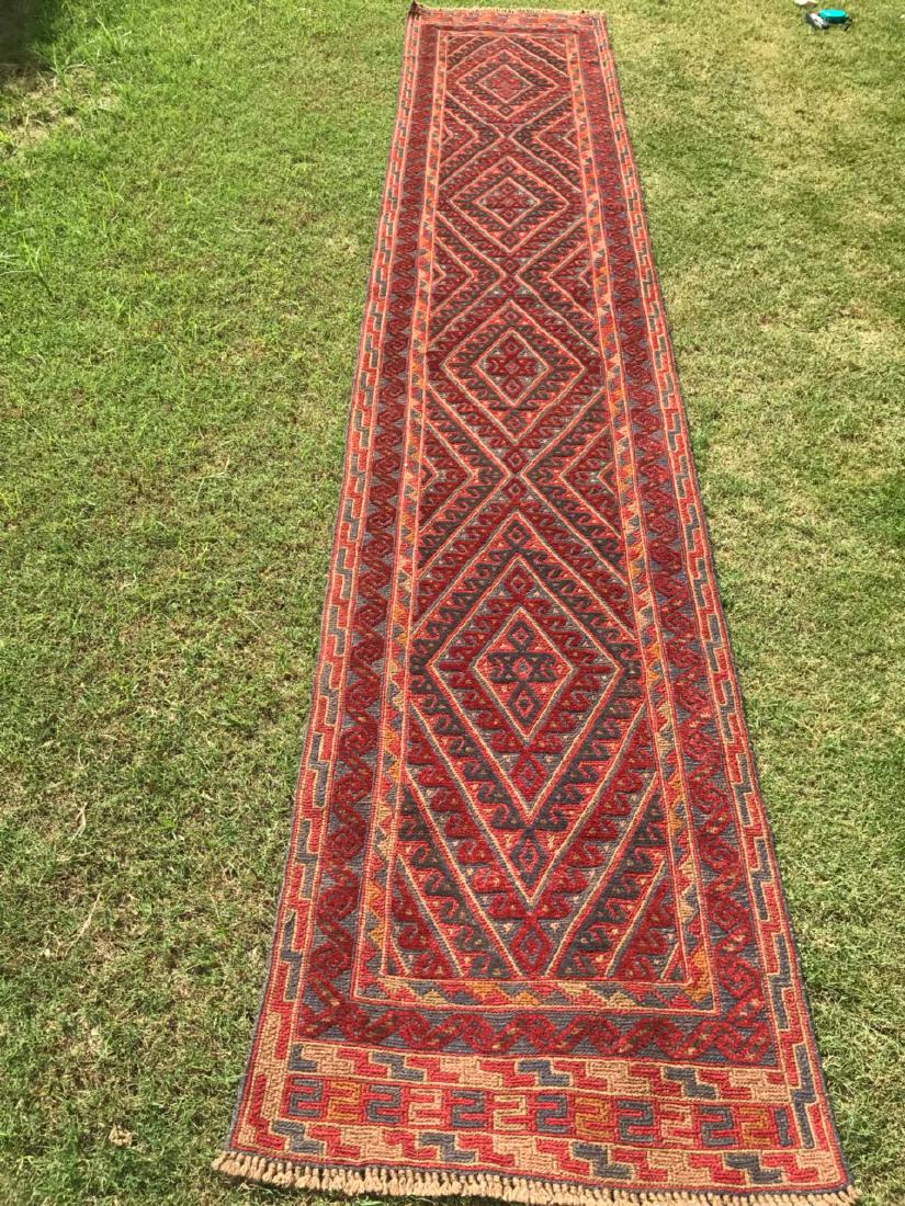 Tribal Hand Knot Barjista Meshwani Runner Rug 11.11x2.2 (1 of 9)
