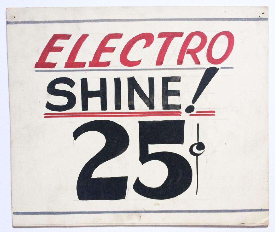 Folky Vintage Hand Painted Shoe Shine Advertising Sign (1 of 1)