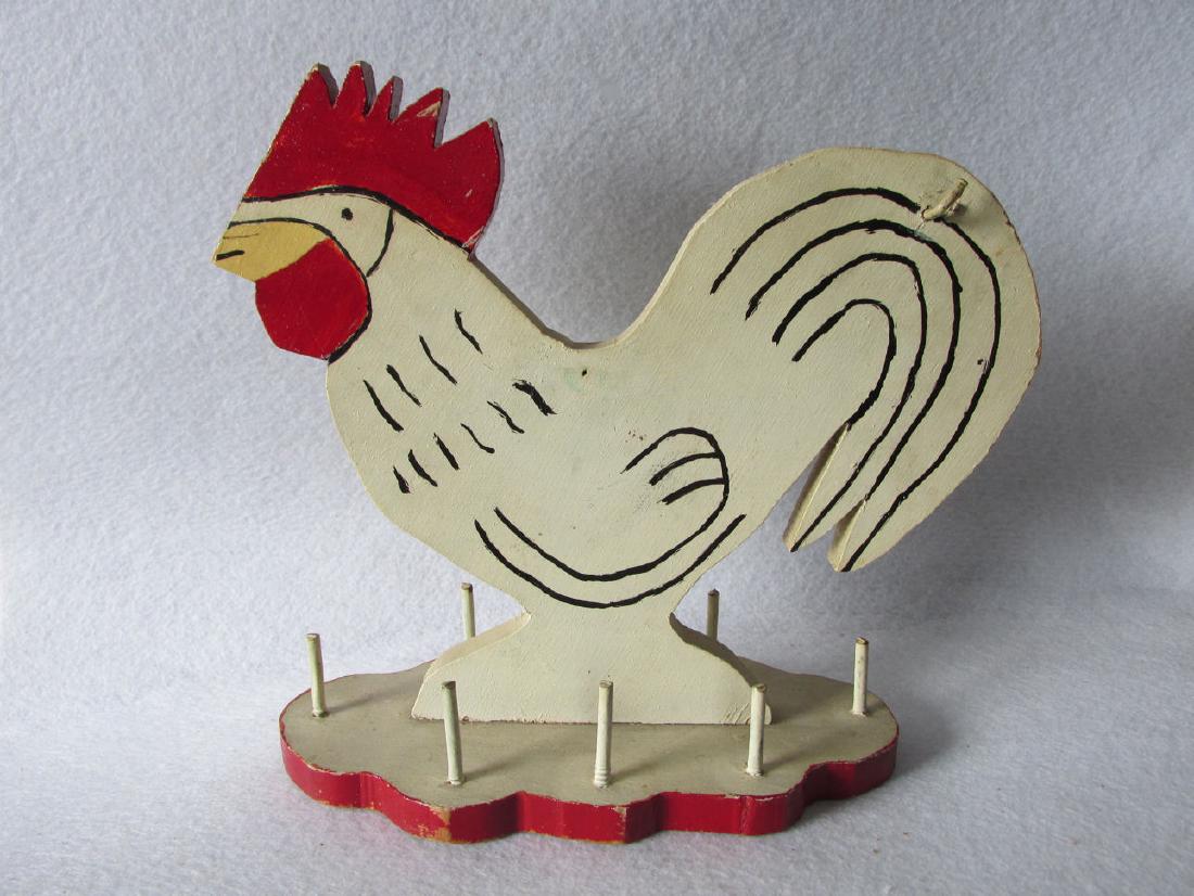 c1930's Folk Art Rooster Sewing Accessory Thread Holder (1 of 3)