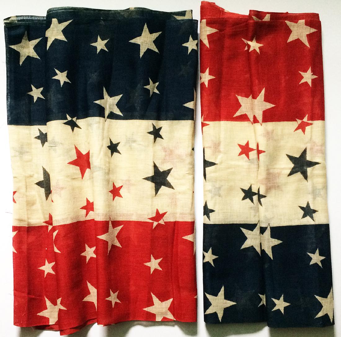Lot of 2 1876 Patriotic Vintage American Flag Bunting (1 of 2)