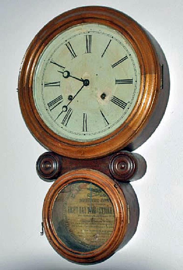 19th C Figure 8 Wall Clock E. Ighram & Co. Bristol Conn (1 of 3)