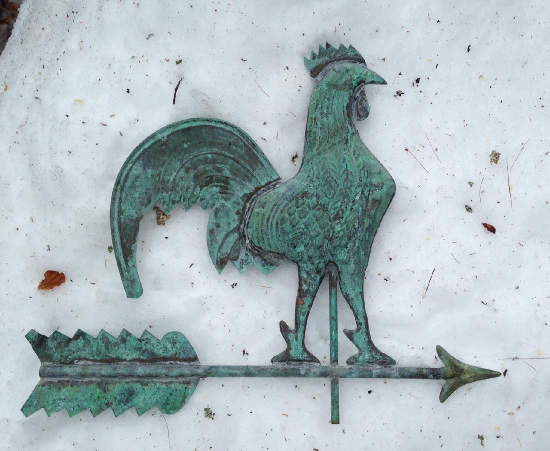 Mid 20th Century Full Bodied Copper rooster Weathervane (1 of 6)