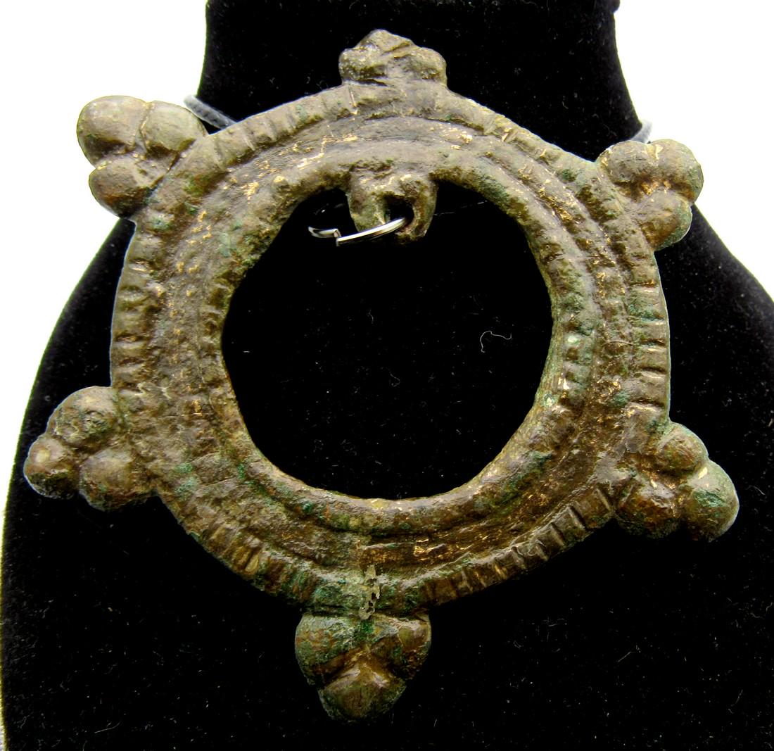 Medieval Viking Era Sun Amulet with Snake Heads (1 of 2)