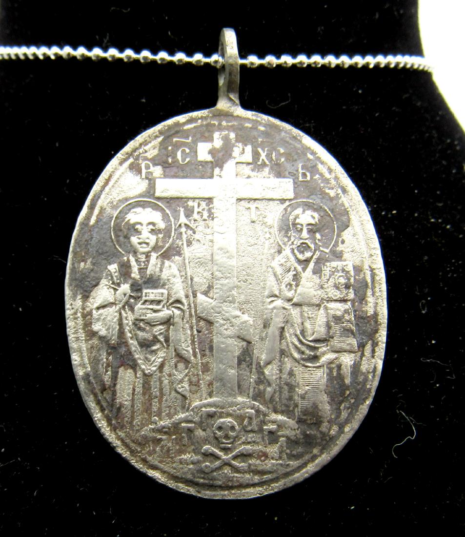 Post Medieval Silver Religious Pendant Cross Saints (1 of 2)