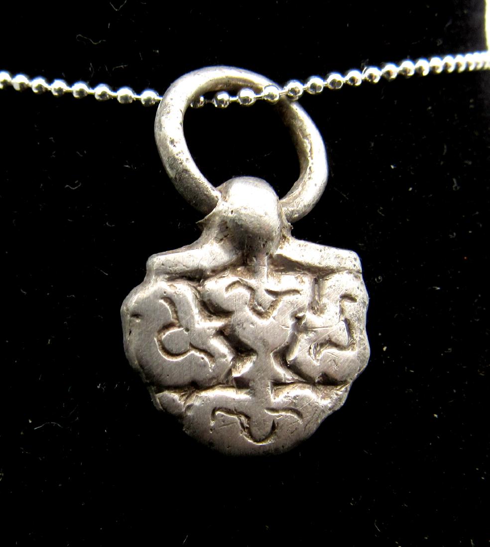 Medieval Viking Era Silver Floral Pendant with Ring (1 of 2)