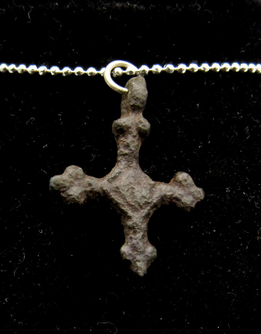 Medieval Viking Era Bronze Cross Pendant & Snake Heads (1 of 2)