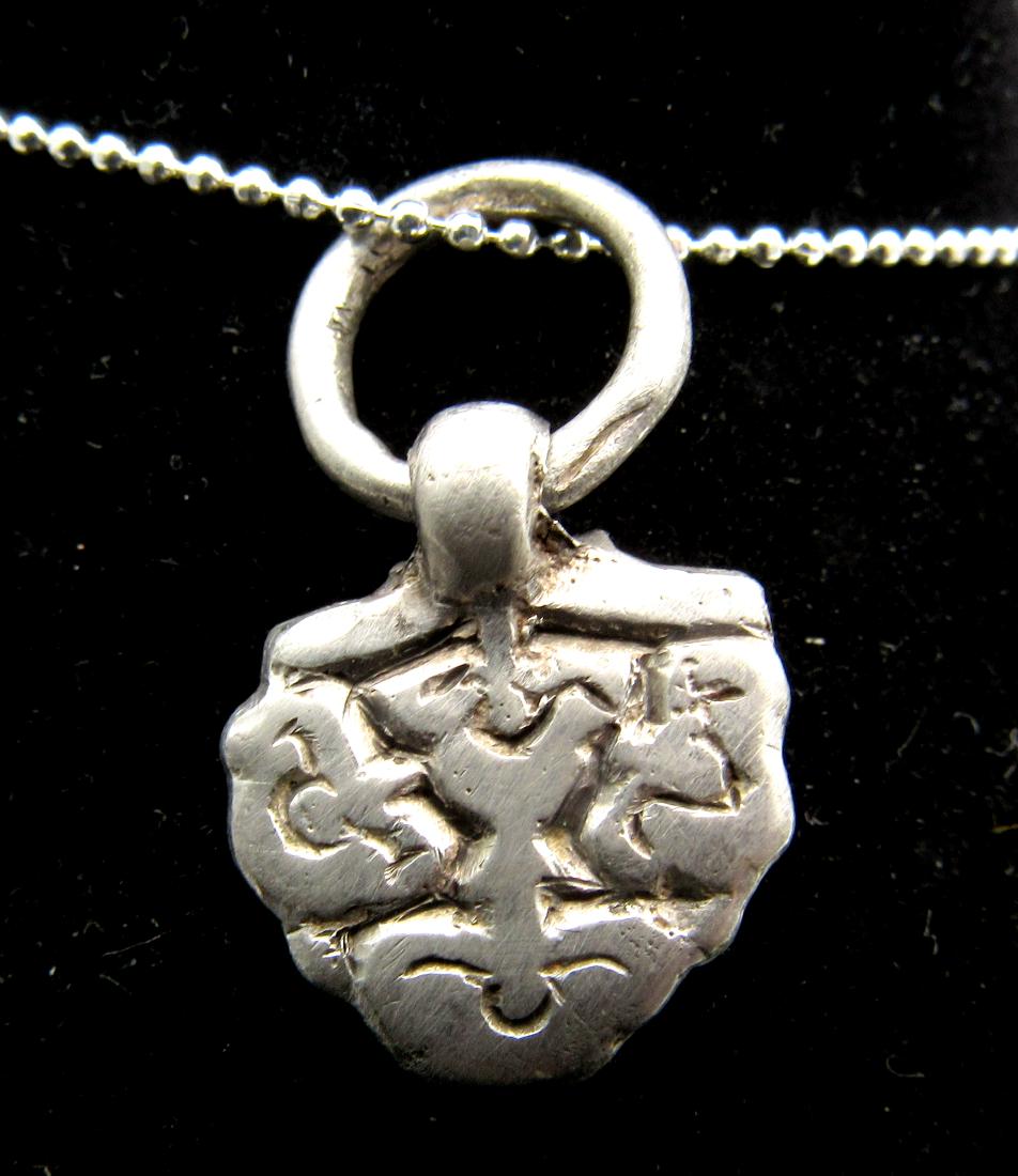 Medieval Viking Era Silver Floral Pendant with Ring (1 of 2)