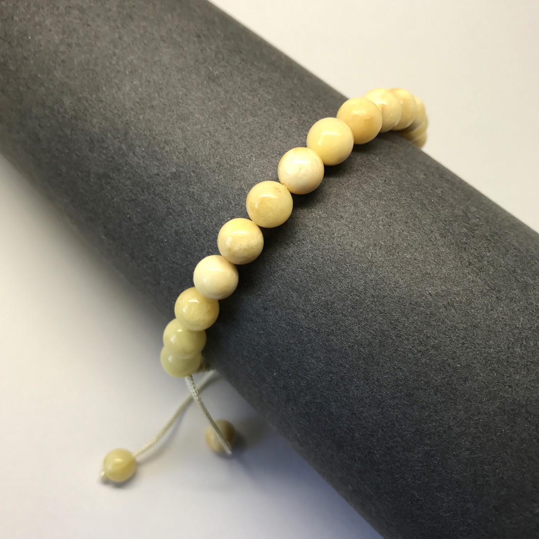 Baltic amber bracelet  white beads ø8.5mm, 8.1 gr (1 of 7)