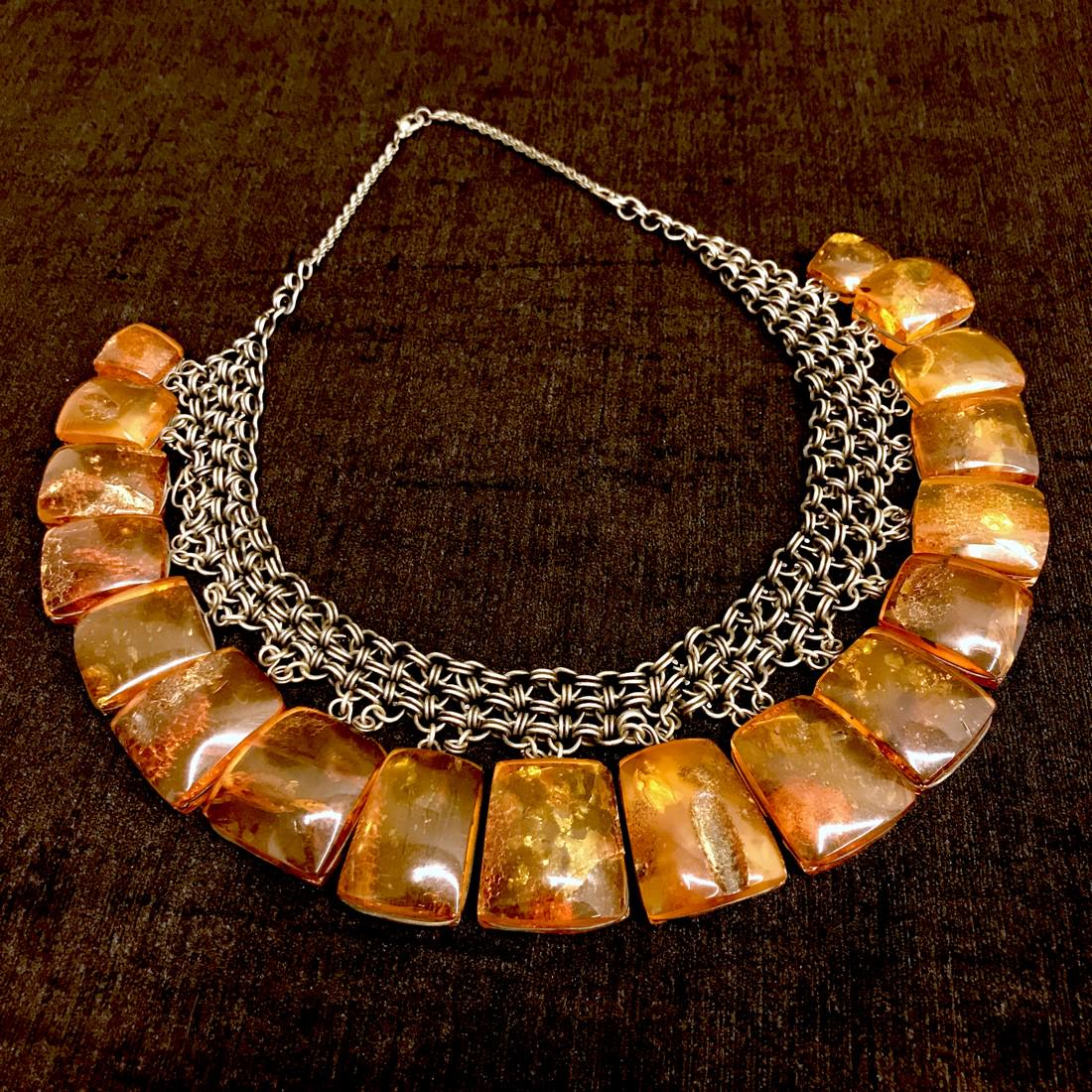 Antique collar necklace with large Baltic Amber (1 of 8)